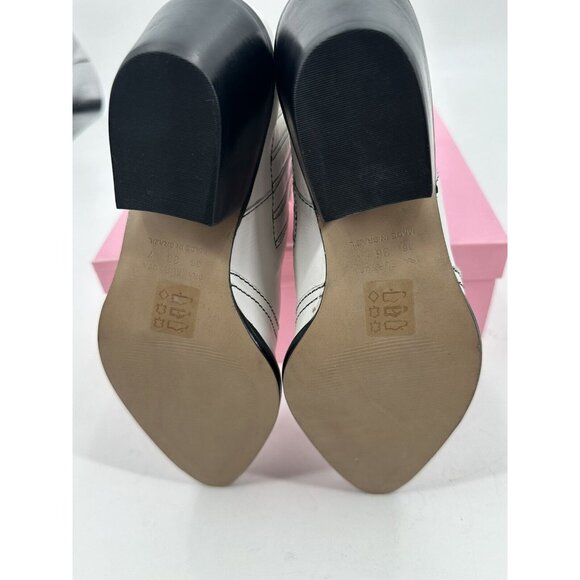 Intentionally Blank Big Bootie Boots Women's White Leather Pointed Toe Sz 38/7M - Picture 8 of 8